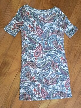 3 For $12 Paisley Print Short Sleeve Shift Dress - Multicolor